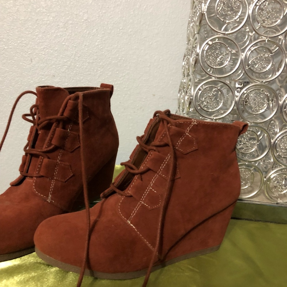 Suede wedge booties